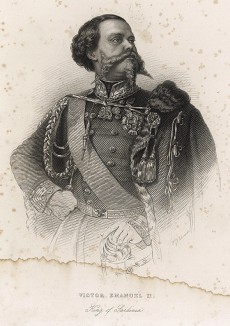 Король Сардинии Виктор Эммануил II (1820-78). Эдвард Нолан, The Illustrated History of the War аgainst Russia, т.2. Лондон, 1857