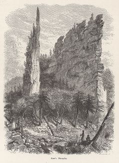Скалы Карра, штат Западная Вирджиния. Лист из издания "Picturesque America", т.I, Нью-Йорк, 1872.