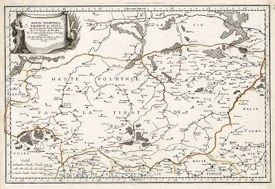Карта Волынского воеводства, составленная на основе генеральной карты Украины Гийома Лавассёр де Боплана, 1665 год. 