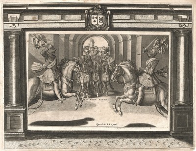 Будущий король Франции Людовик XIII (справа) и Антуан де Плювинель (1555-1620), основатель французской школы верховой езды, королевский инструктор и создатель Академии верховой езды. Его подход к лошадям основывался на доброте и чуткости 