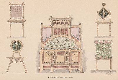 Э. Коз. Эскиз мебели для спальни. Art Decoratif - documents d'atelier. Париж, 1900-е годы