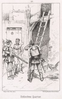 На постой в курятник. Unser Vaterland in Waffen. Illustrierte Unterhaltungsblätter für das deutsche Volk und Heer, стр.117. Берлин, 1895