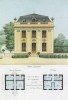 Фасад летнего дома, украшенный изразцами, балюстрадой и вазонами (из популярного у парижских архитекторов 1880-х Nouvelles maisons de campagne...)