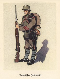 Японская императорская армия. Полевая форма пехотинца в 1936 году (из популярной в нацистской Германии работы Мартина Лезиуса Das Ehrenkleid des Soldaten... Берлин. 1936 год)