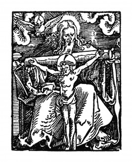 Святая троица. Ганс Бальдунг Грин. Иллюстрация к Hortulus Animae. Издал Martin Flach. Страсбург, 1512