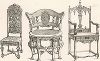 Французские и английские стул и кресла, XVI-XVII вв. Meubles religieux et civils..., Париж, 1864-74 гг. 