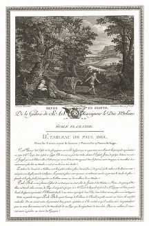 Отдых на пути в Египет кисти Пауля Бриля. Лист из знаменитого издания Galérie du Palais Royal..., Париж, 1808