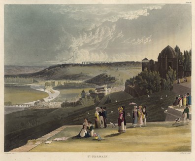 Панорама Сены в парижском предместье Сен-Жермен (из Picturesque Tour of the Seine, from Paris to the Sea... (англ.). Лондон. 1821 год (лист VI))