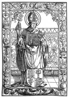 Святой Вилибальд, просветитель Германии. Гравировал Ганс Шпрингенклее для Missale des Bistums Eichstatt. Издал H.Holzel в Нюрнберге в 1517 г. Репринт 1930 г.