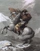 Наполеон на перевале Сен-Бернар. Гравюра на стали по мотивам знаменитой картины Жак-Луи Давида. Париж, 1848