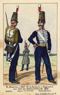1813-15 гг. Нижние чины прусской пехоты. Коллекция Роберта фон Арнольди. Германия, 1911-29