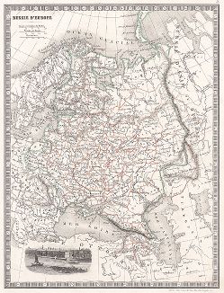 Карта Европейской России из "Atlas de Geographie Ancienne et Moderne...", Париж, 1853 год
