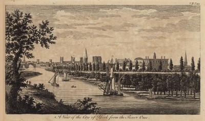 Великолепный вид на город Йорк со стороны реки Уз (из A New Display Of The Beauties Of England... Лондон. 1776 г. Том 2. Лист 113)