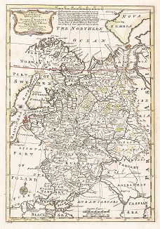 Новая и точная карта Московии или Европейской части России с ее приобретениями. Английская карта 1766 года.  
