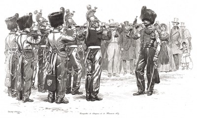 Сводный оркестр французской кавалерии развлекает публику в 1839 году (из Types et uniformes. L'armée françáise par Éduard Detaille. Париж. 1889 год)