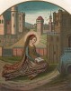 Святая Великомученица Варвара (защитница от внезапной смерти), во дворце своего отца язычника Диоскура (из Les arts somptuaires... Париж. 1858 год)