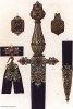 Драгоценные кинжалы и портупеи, созданные по эскизам Ганса Милиха (1516 - 1573), трудившемся при дворе герцога Баварского Альбрехта V (из Les arts somptuaires... Париж. 1858 год)