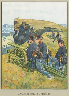 Орудия швейцарской горной артиллерии ведут огонь. Notre armée. Женева, 1915