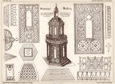Конструкция и шаблоны для изготовления десерта "Готическая башня"