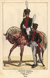 1810 г. Офицеры конной артиллерии королевства Саксония. Коллекция Роберта фон Арнольди. Германия, 1911-29