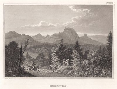 Хоэнтвиль (Зинген), расположенный в земле  Баден-Вюртемберг. Meyer's Universum..., Хильдбургхаузен, 1844 год.