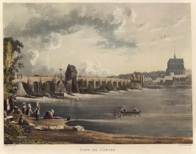 Мост через Сену в Пон-де-л'Арш (из Picturesque Tour of the Seine, from Paris to the Sea... (англ.). Лондон. 1821 год (лист XV))