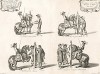 Трое: герцог Ньюкасл, капитан Мазен и конюх бьются над курбетом (из бестселлера XVII века La Méthode Nouvelle et Invention extraordinaire de dresser les Chevaux... (фр.) герцога Ньюкасла. Антверпен. 1658 год (лист 26))