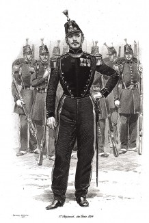 Офицер 1-го полка инженерных войск Франции в 1864 году (из Types et uniformes. L'armée françáise par Éduard Detaille. Париж. 1889 год)