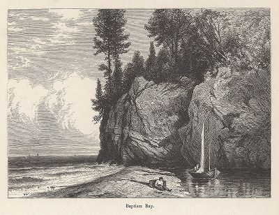 Берег Крещения, озеро Верхнее. Лист из издания "Picturesque America", т.I, Нью-Йорк, 1872.