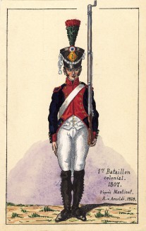 1807 г. Солдат 1-го колониального батальона французской армии. Коллекция Роберта фон Арнольди. Германия, 1911-28