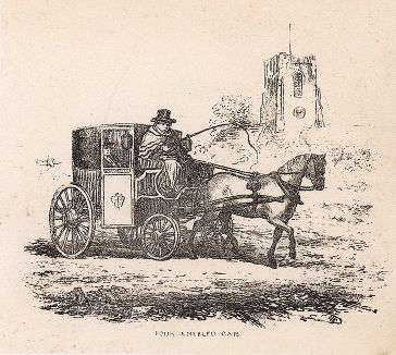 Лондонский городской транспорт XIX века. Четырехколесный кэб или «гроулер» - экипаж, впервые появившийся на улицах города в конце XVII в. 
