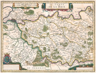 Карта графства Бри. Le Comte de la Brie. Составил Хенрикус Хондиус. Амстердам, 1642