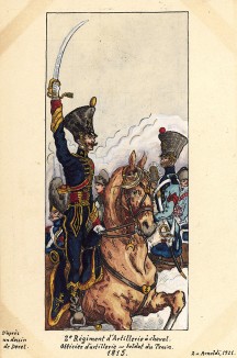 1815 г. Офицер и погонщик 2-го полка французской конной артиллерии. Коллекция Роберта фон Арнольди. Германия, 1911-29