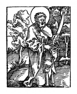 Святой апостол Варфоломей. Ганс Бальдунг Грин. Иллюстрация к Hortulus Animae. Издал Martin Flach. Страсбург, 1512