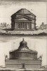 Храм карающего Юпитера, или Пантеон Агриппы. Гробница Адриана (Ивердонская энциклопедия. Том I. Швейцария, 1775 год)