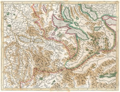 Карта немецкоязычных кантонов Швейцарии. Miliare Helveticum commune. Составил Герхард Меркатор. Амстердам, 1602