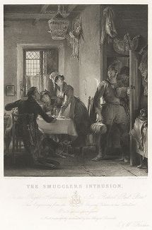 Вторжение контрабандистов. Лист из серии "Королевская галерея британского искусства", издававшейся в Лондоне с 1838 по 1849 год.
