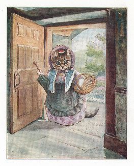 Миссис Рибби. Иллюстрация Беатрис Поттер к "Сказке о пироге и Сэме-Усике" (The Roly-Poly Pudding), Нью-Йорк, 1908 год. 