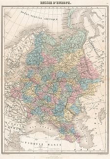 Карта Европейской России из атласа Мижона "Atlas Migeon", Париж, 1880-е
