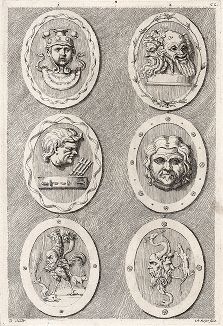 Различные маски.  "Iconologia Deorum,  oder Abbildung der Götter ...", Нюренберг, 1680. 