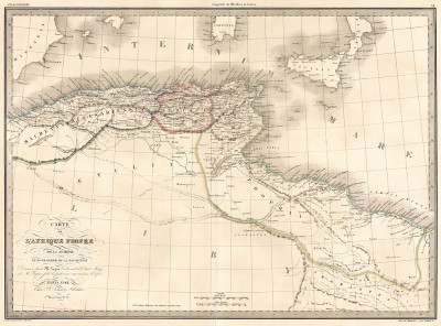 Карта античной Северной Африки, Нумидии и части Мавритании. Atlas universel de geographie ancienne et moderne..., л.14. Париж, 1842