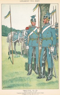 Шведские уланы в униформе образца 1852-79 гг. Svenska arméns munderingar 1680-1905. Стокгольм, 1911