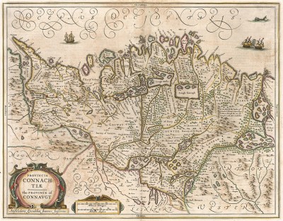 Карта провинции Коннахт в западной части Ирландии. Provincia Connachtie. The province of Connaugt. Составил Ян Янсониус. Амстердам, 1638