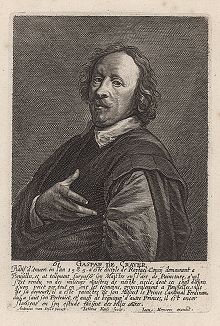 Гаспар де Крайер (1584 -- 1669) -- фламандский рисовальщик и живописец. Гравюра Жака Ниффса с оригинала Антониса ван Дейка. 