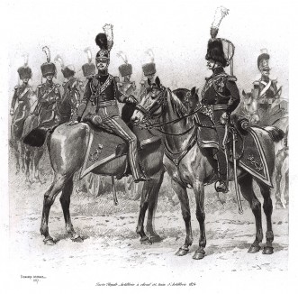 Офицеры-артиллеристы французской королевской гвардии в парадной форме образца 1824 года (из Types et uniformes. L'armée françáise par Éduard Detaille. Париж. 1889 год)