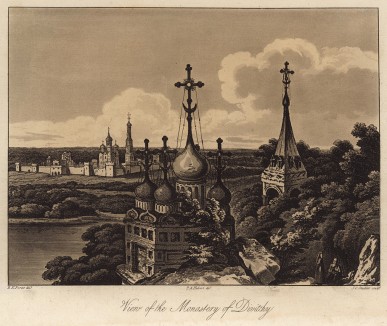 Новодевичий монастырь в 1806 году (из Travelling Sketches in Russia and Sweden... by Robert Ker Porter (англ.). Том I. Лондон. 1809 год)