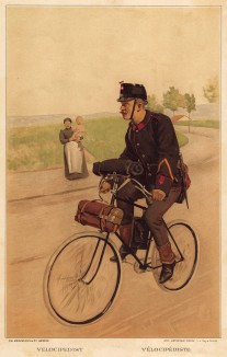 Солдат подразделения велосипедистов армии Швейцарии (из альбома хромолитографий L' Armée Suisse... Цюрих. 1894 год)