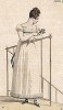 Скучающая красавица в драпированном платье. Из первого французского журнала мод эпохи ампир Journal des dames et des modes, Париж, 1813. Модель № 1336