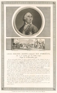 Луи-Филипп-Жозеф де Бурбон, герцог Орлеанский, Филипп Эгалите (1747-93) - активный стороник Революции. Голосовал за казнь своего брата, короля Людовика XVI. Казнен якобинцами 6 ноября 1793 г. Его сын Луи-Филипп стал королем Франции (1830-48). Париж, 1804