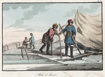 Зимняя рыбалка. Moeurs et costumes des Russes ... par A.-G. Houbigant, л.38, Париж, 1817 